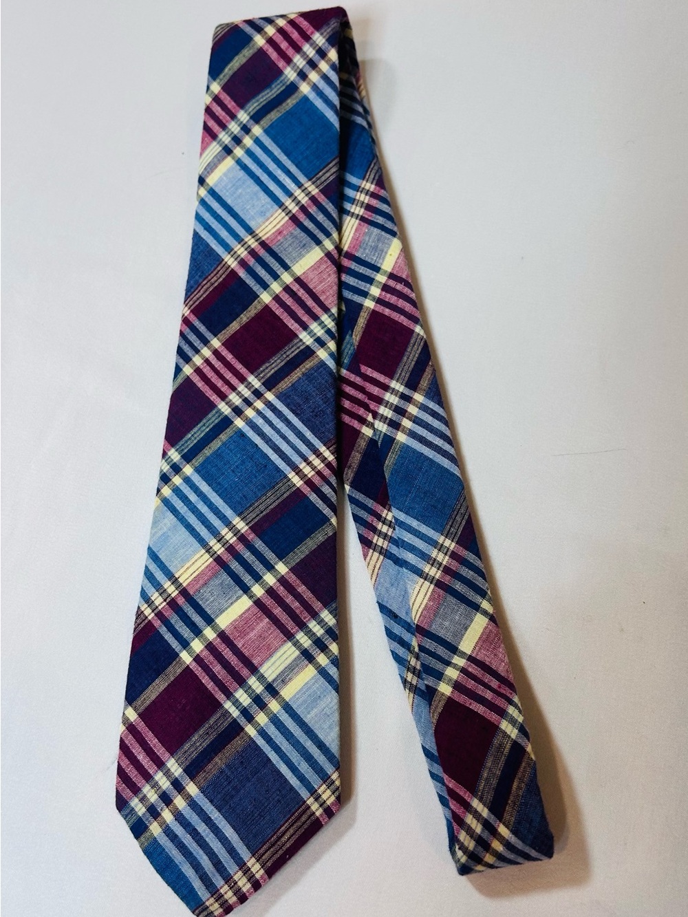 Vintage Lord & Taylor Plaid Blue and Purple Men's Tie 100% cotton